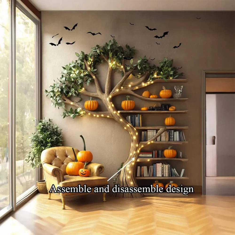 Halloween Tree Bookshelf, Solid Wood Tree-Shaped Bookcase - Image 5