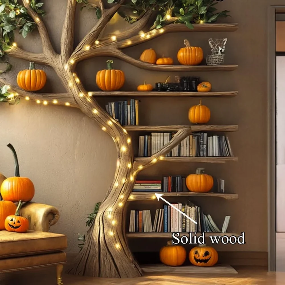 Halloween Tree Bookshelf, Solid Wood Tree-Shaped Bookcase - Image 6