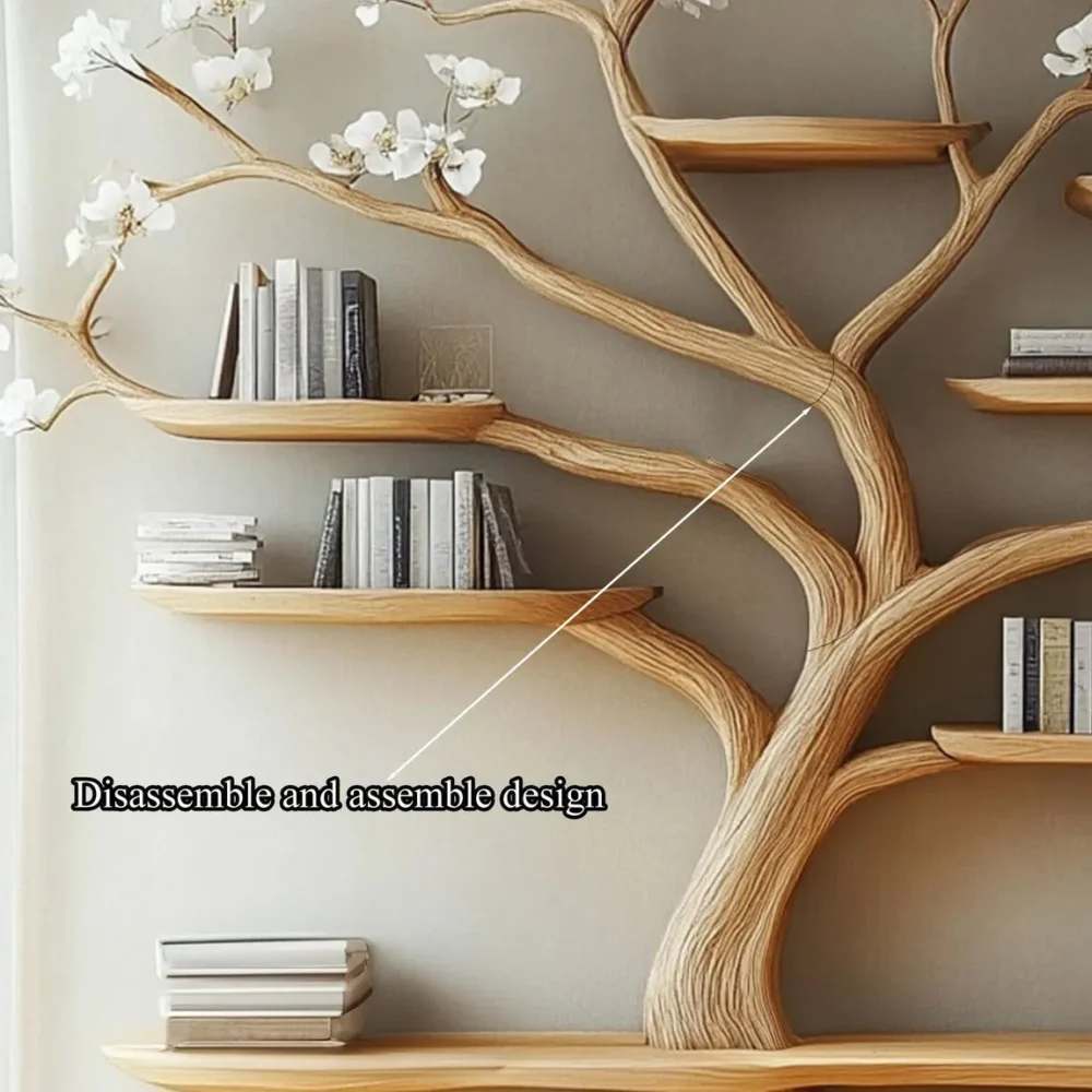 Narrow Branch Bookshelf, Slim Solid Wood Book Holder - Image 5