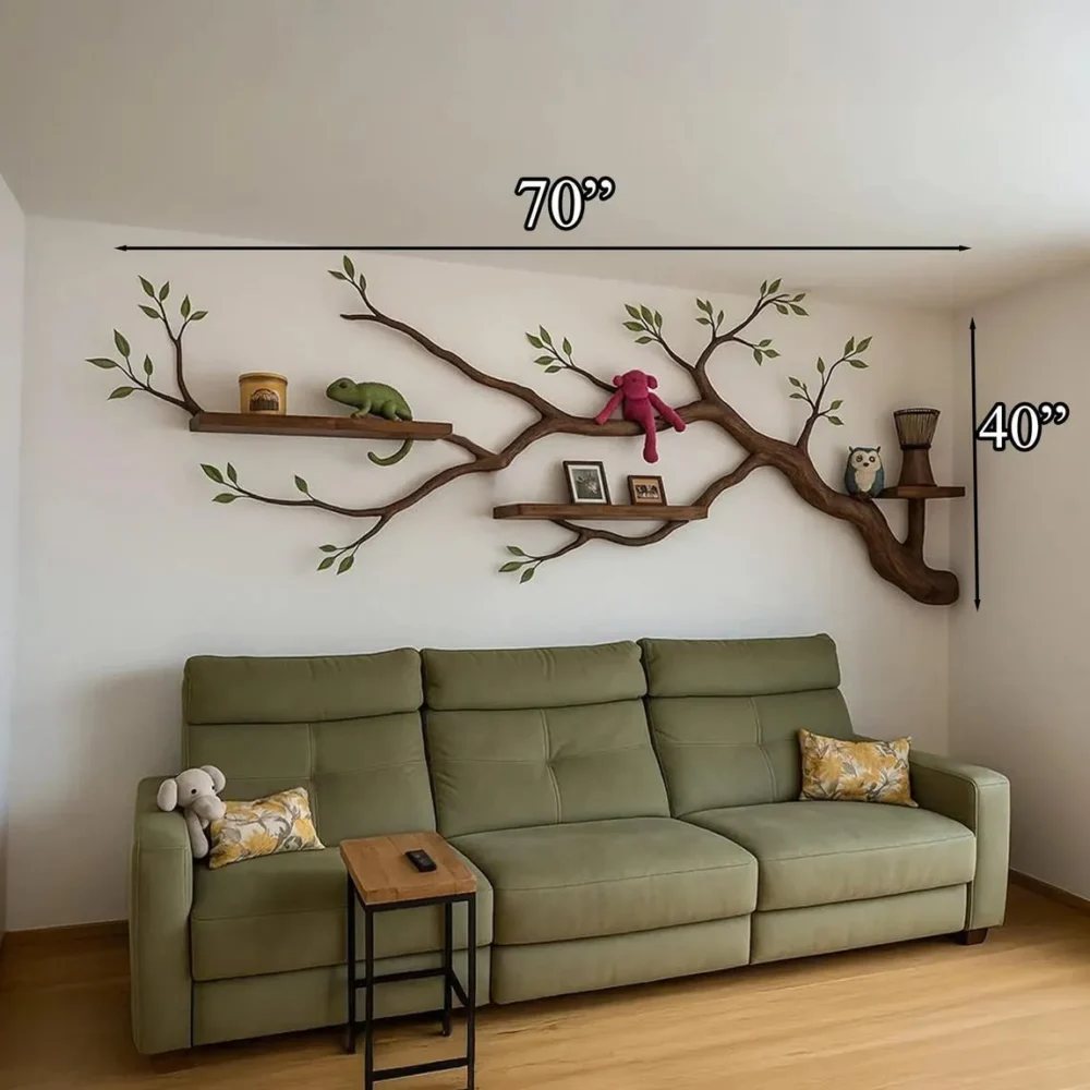 Kids Branch Bookcase, Natural Solid Wood, Wall Décor - Image 3