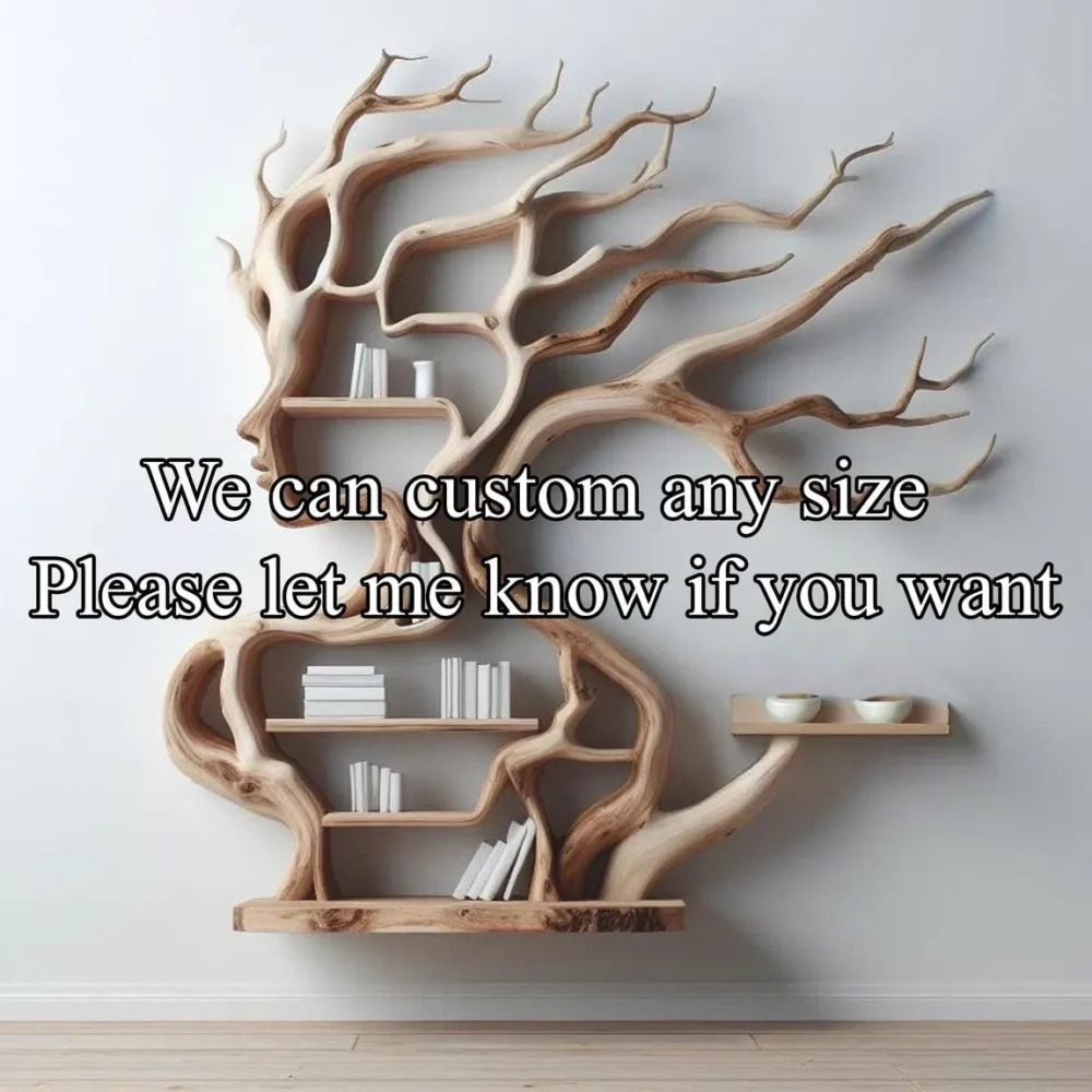 Live-Edge Branch Wall Shelves, Solid Wood Floating Book Display - Image 3