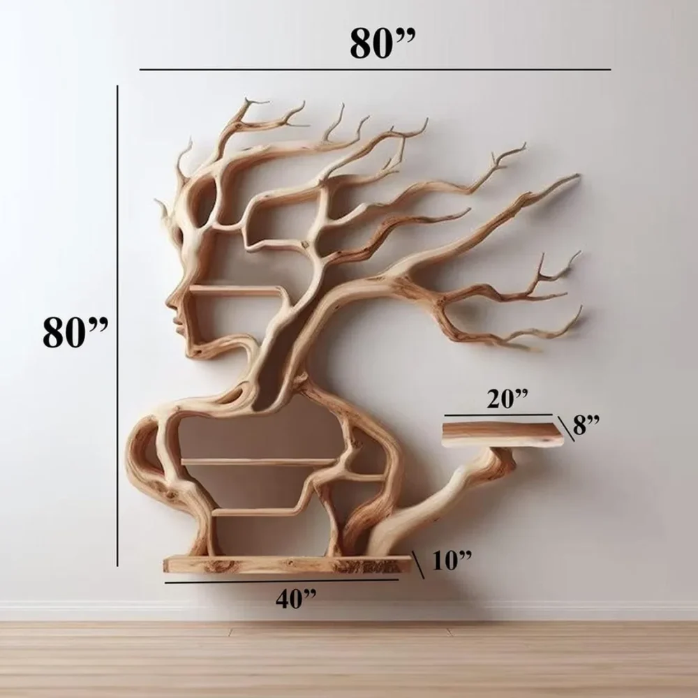 Live-Edge Branch Wall Shelves, Solid Wood Floating Book Display - Image 4