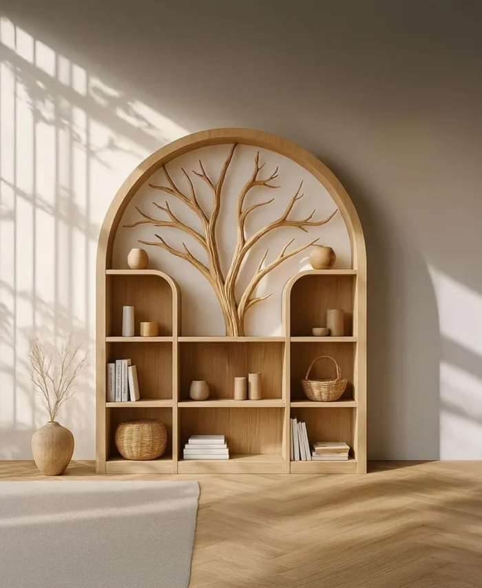 Arched Montessori Bookcase, Custom Solid Wood Storage Cabinet
