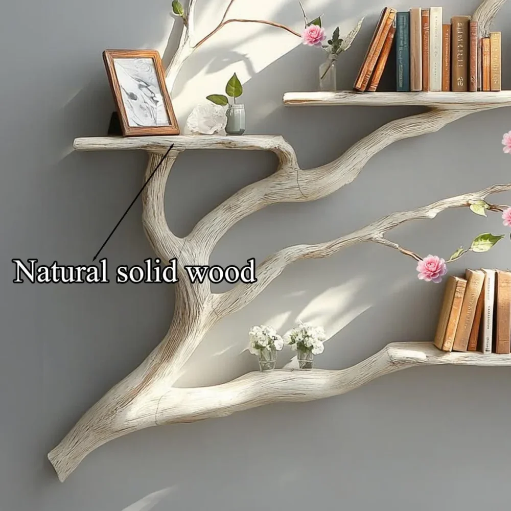 Driftwood Tree Bookshelf, Live-Edge Floating Wall Book Rack - Image 6