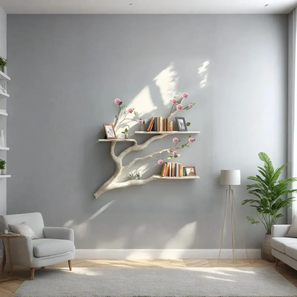 Driftwood Tree Bookshelf, Live-Edge Floating Wall Book Rack - Image 7