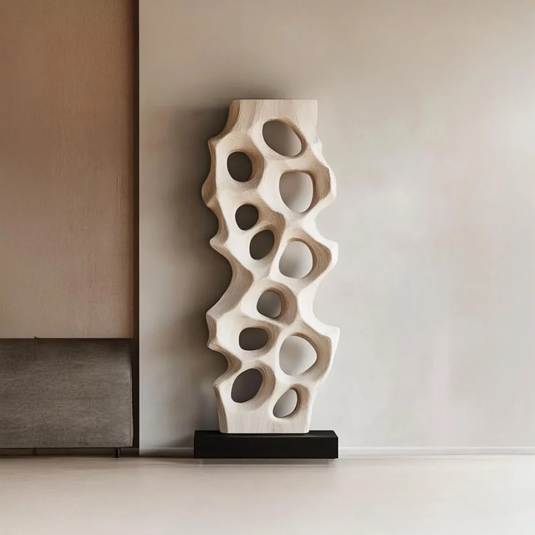 Carved Arbor Bookshelf, Handcrafted Solid Wood Sculptural Bookcase