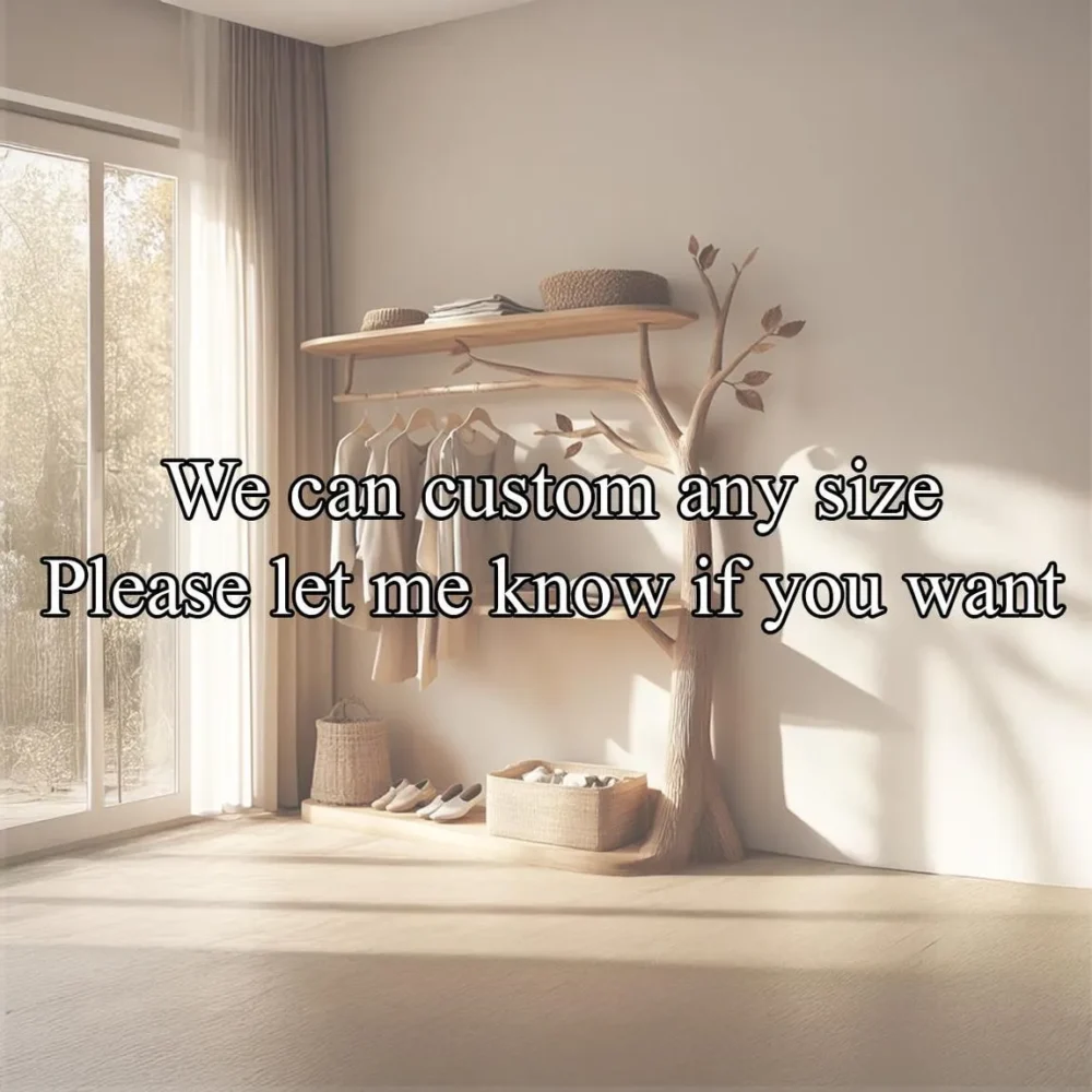 Tree-Shaped Wooden Wardrobe, Handmade Clothes Rack with Shelves - Image 6