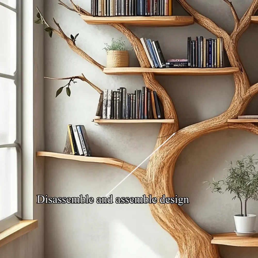 Branchline Floating Bookshelf, Live-Edge Tree-Branch, Wall-Mount - Image 4