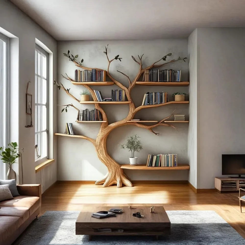Branchline Floating Bookshelf, Live-Edge Tree-Branch, Wall-Mount - Image 6