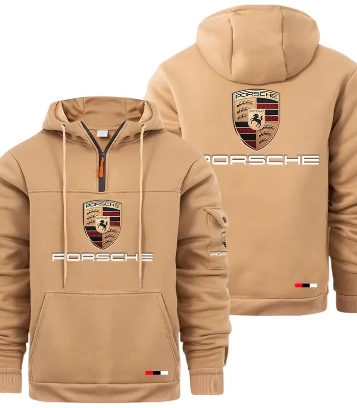Iconic Sports Vehicle Large Pocket Hoodie, Rugged Streetwear Car Hoodie CAR514 - Khaki