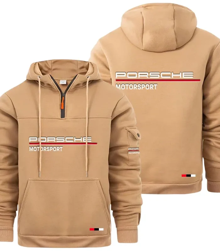 High-Speed Roadster Large Pocket Hoodie, Garage-Ready Lifestyle Hoodie CAR514 - Khaki