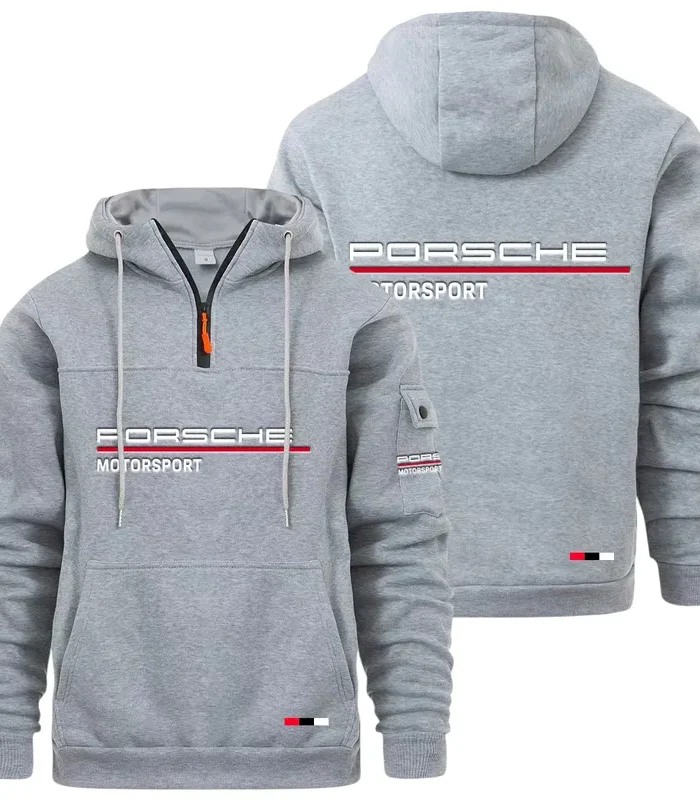 High-Speed Roadster Large Pocket Hoodie, Garage-Ready Lifestyle Hoodie CAR514 - Light Gray