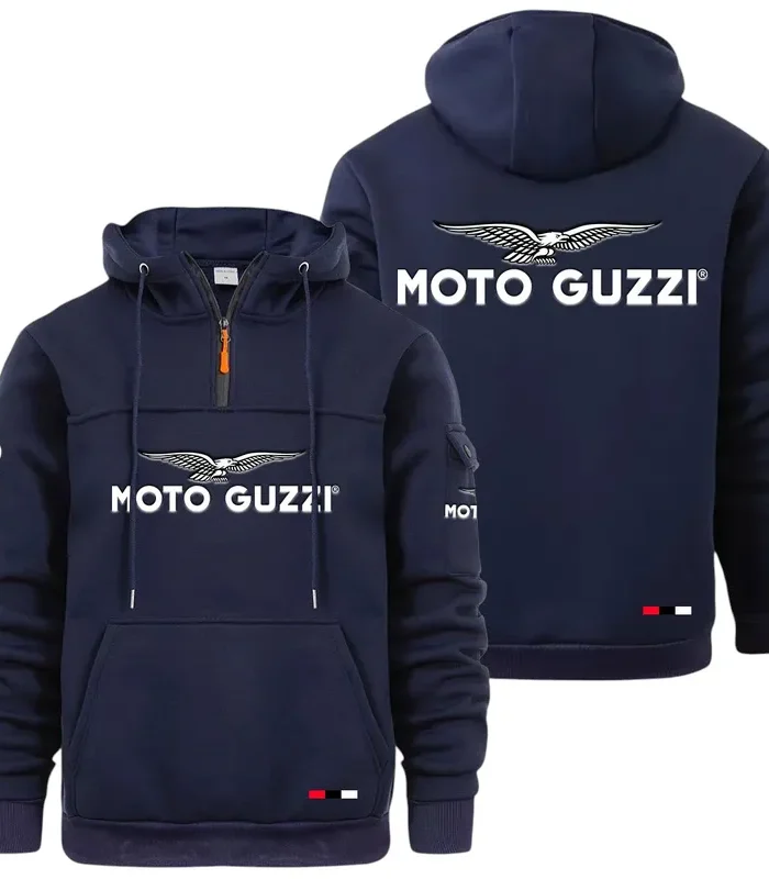 Retro Motorcycle Large Pocket Hoodie, Automotive Spirit Pocket Hoodie CAR514 - Navy