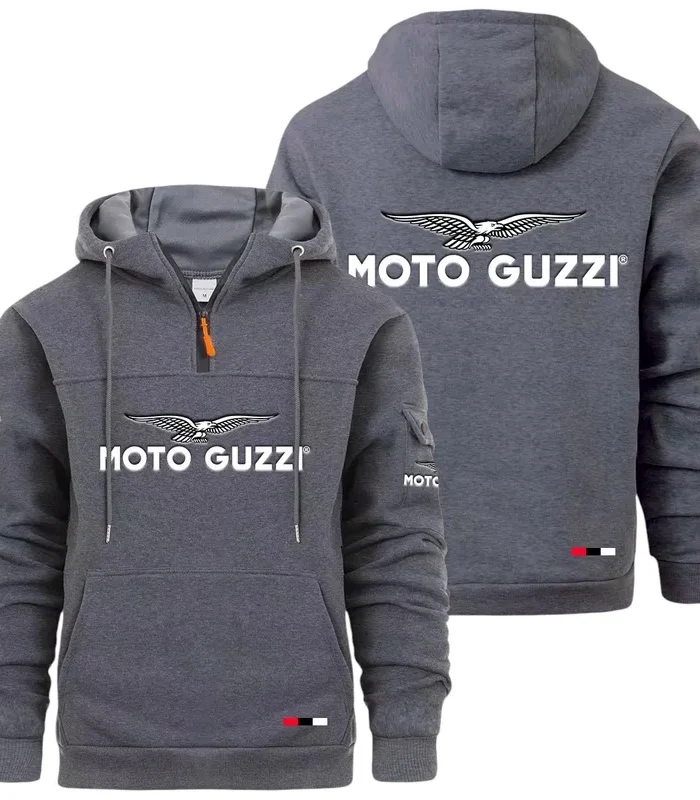 Retro Motorcycle Large Pocket Hoodie, Automotive Spirit Pocket Hoodie CAR514 - Dark Gray