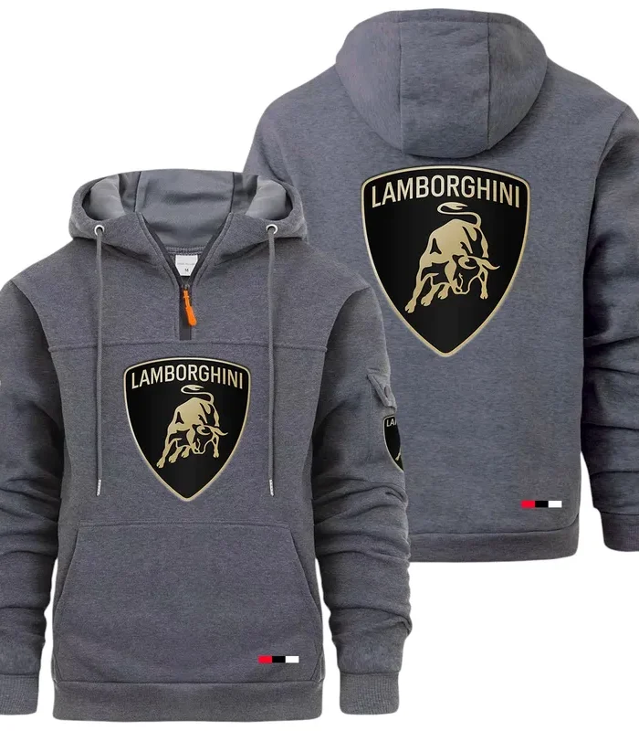 Two-Door Sports Coupe Large Pocket Hoodie, Driver's Essential Quarter-Zip CAR514 - Dark Gray