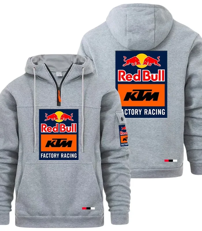 Racing Auto Large Pocket Hoodie, Automotive Spirit Pocket Hoodie CAR514 - Light Gray