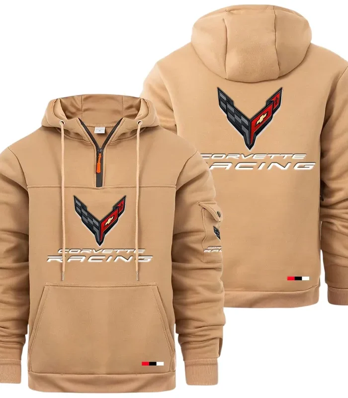 Racing Auto Large Pocket Hoodie, All-Season Driver's Hoodie CAR514 - Khaki