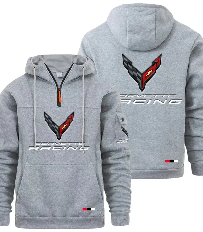 Racing Auto Large Pocket Hoodie, All-Season Driver's Hoodie CAR514 - Light Gray