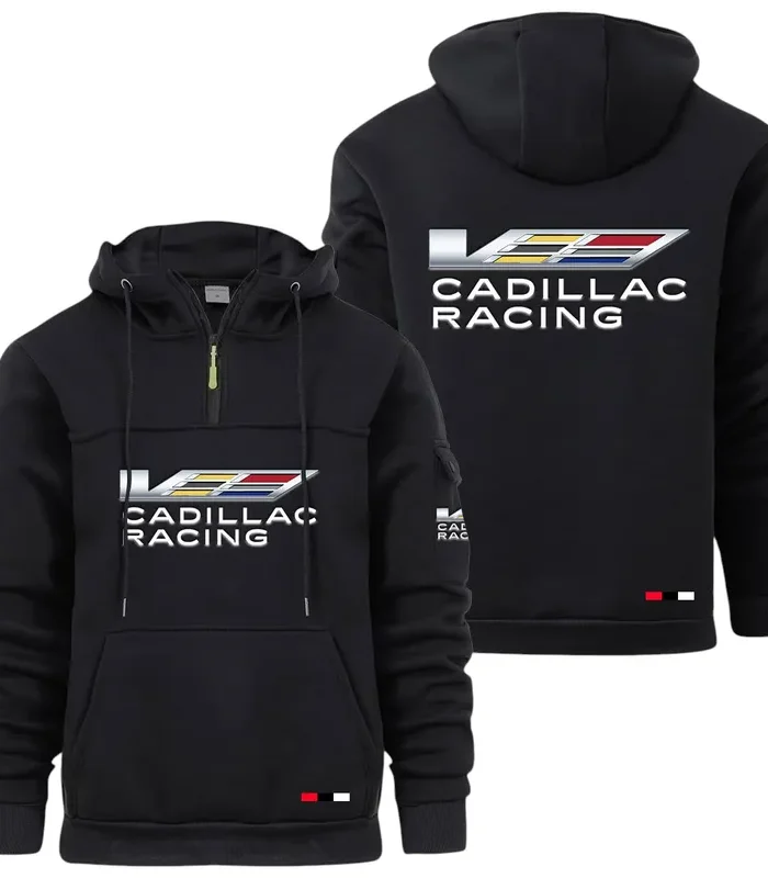 Racing Auto Large Pocket Hoodie, Car Culture Pocket Hoodie CAR514 - Black