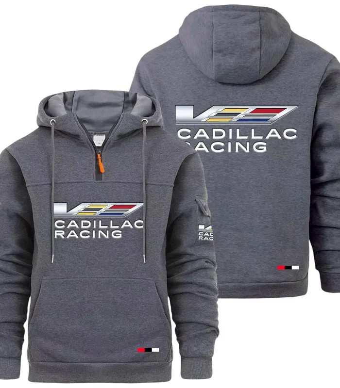 Racing Auto Large Pocket Hoodie, Car Culture Pocket Hoodie CAR514 - Dark Gray