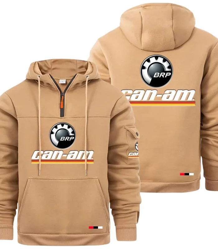 Racing Auto Large Pocket Hoodie, Streetwear Hoodie for Riders CAR514 - Khaki