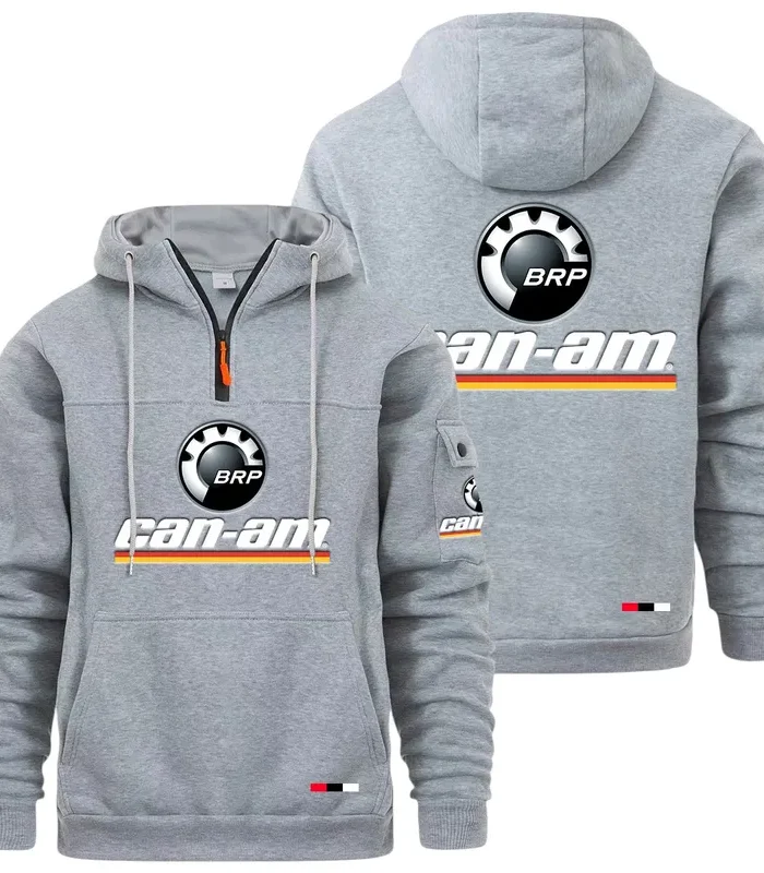 Racing Auto Large Pocket Hoodie, Streetwear Hoodie for Riders CAR514 - Light Gray