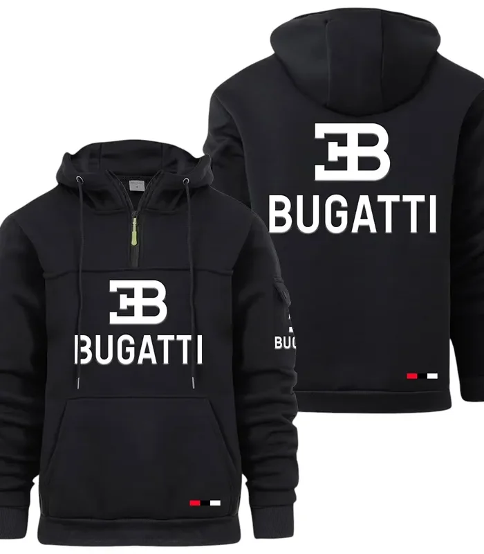 High-Performance Supercar Large Pocket Hoodie, Modern Driver's Zip Hoodie CAR514 - Black