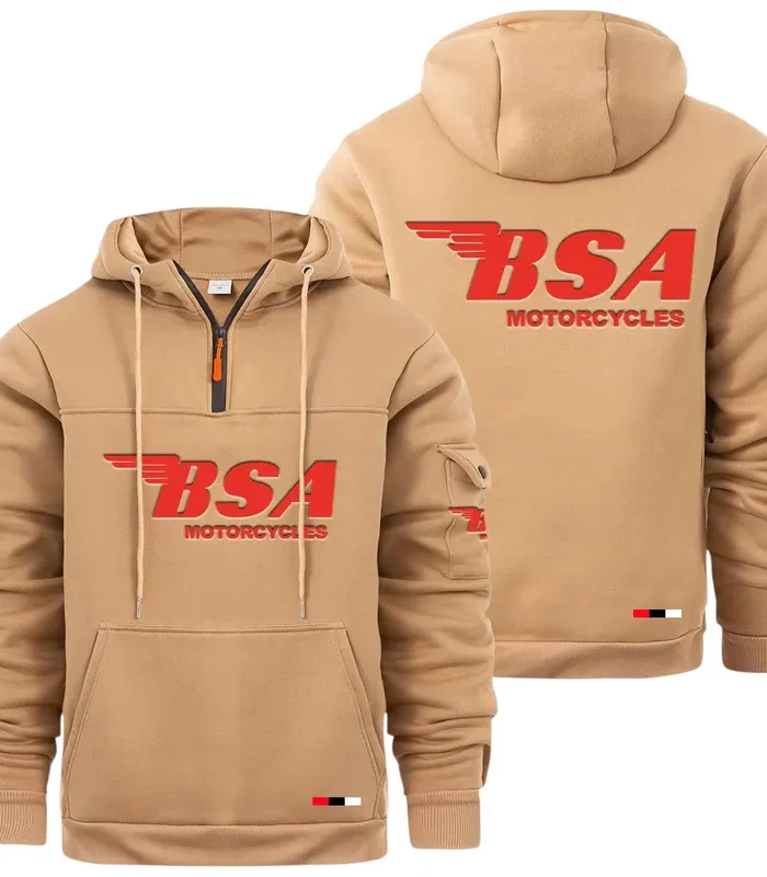 Motorcycle Large Pocket Hoodie, Classic Garage Style Hoodie CAR514 - Khaki