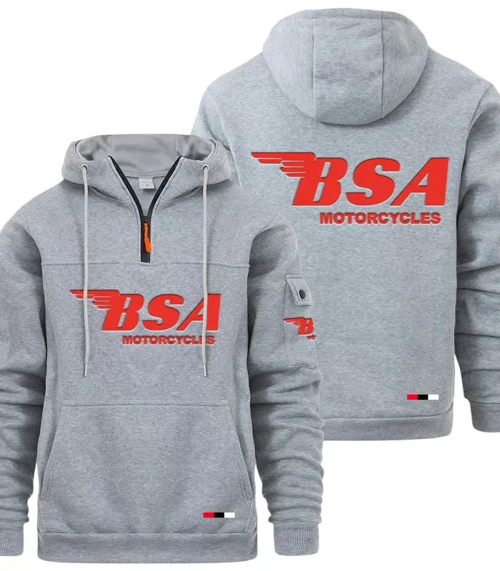 Motorcycle Large Pocket Hoodie, Classic Garage Style Hoodie CAR514 - Light Gray