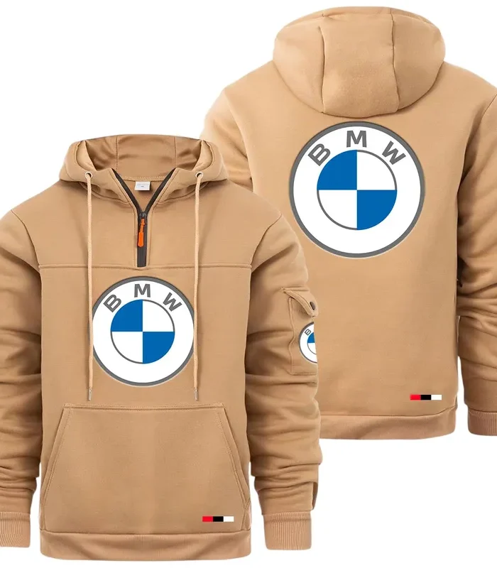 Mid-Size Luxury Car Large Pocket Hoodie, Car Culture Pocket Hoodie CAR514 - Khaki