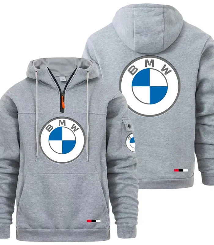 Mid-Size Luxury Car Large Pocket Hoodie, Car Culture Pocket Hoodie CAR514 - Light Gray