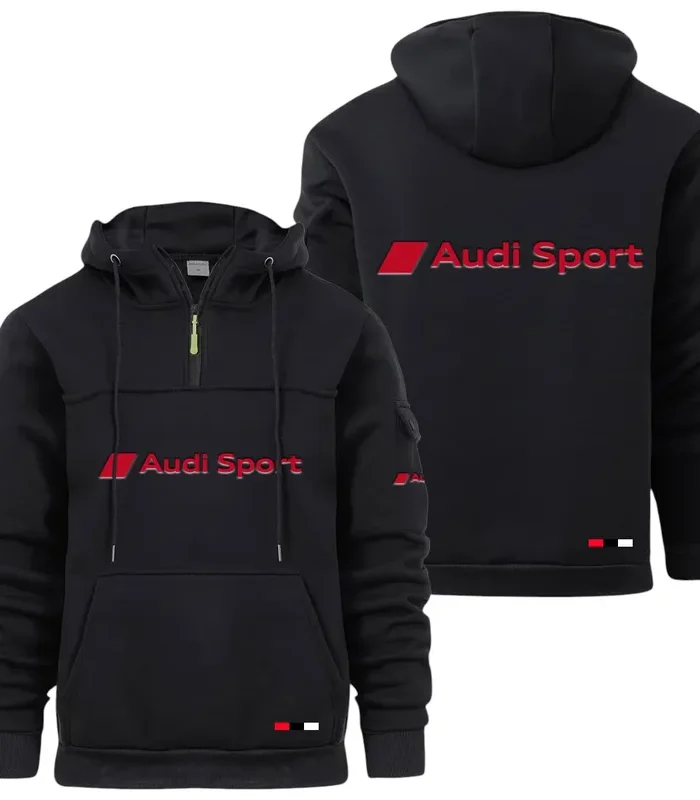 Executive Car Large Pocket Hoodie, Quarter-Zip Hoodie for Drivers CAR514 - Black