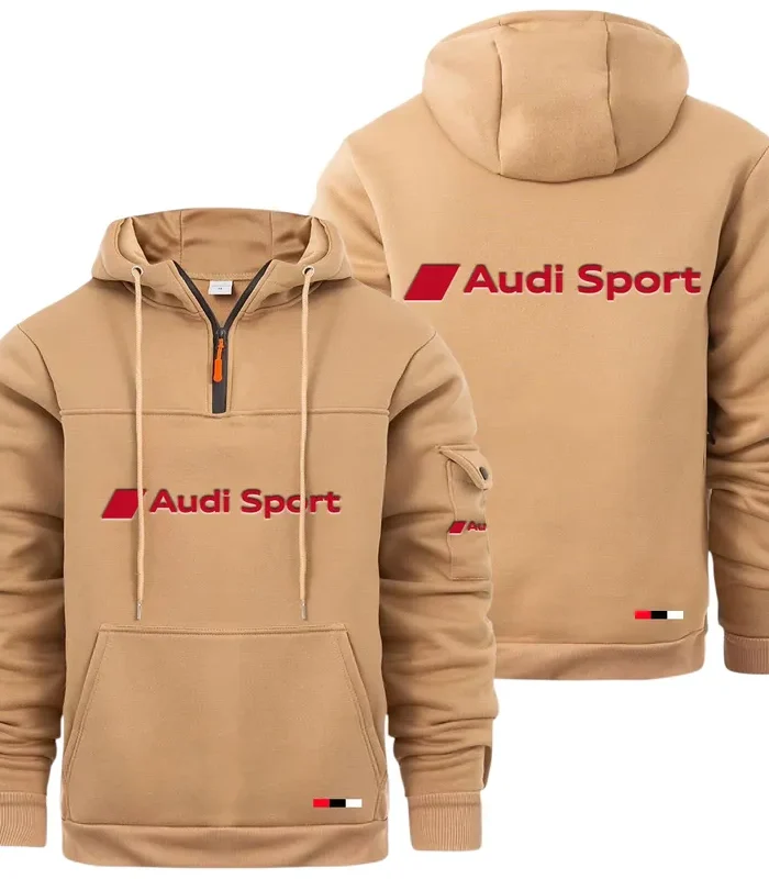 Executive Car Large Pocket Hoodie, Quarter-Zip Hoodie for Drivers CAR514 - Khaki