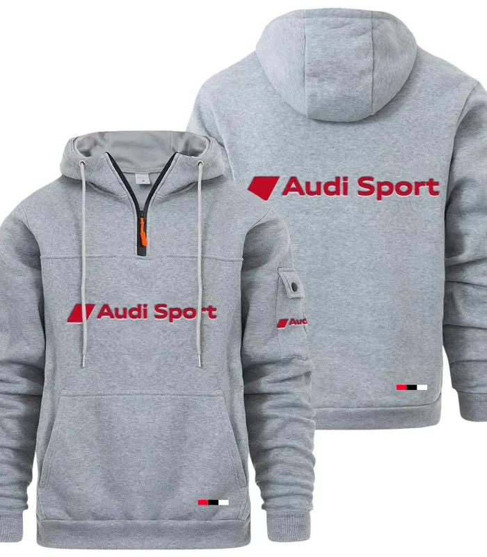 Executive Car Large Pocket Hoodie, Quarter-Zip Hoodie for Drivers CAR514 - Light Gray