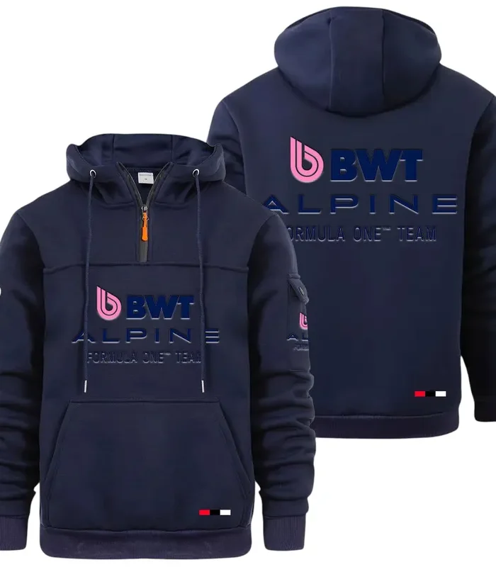 Sports Car Large Pocket Hoodie, Quarter-Zip Hoodie for Drivers CAR514 - Navy