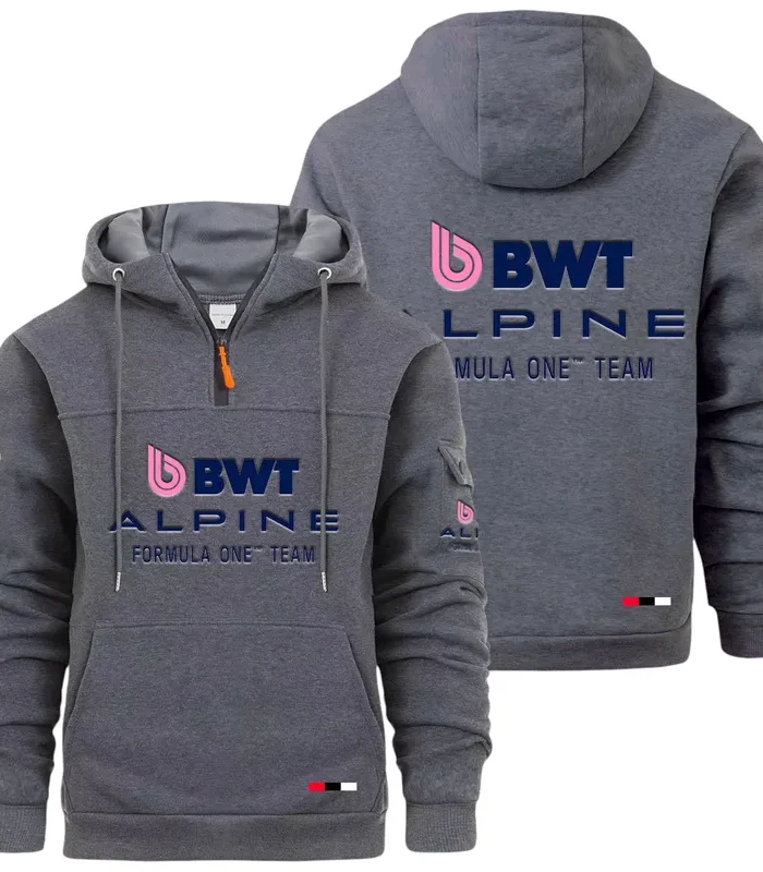 Sports Car Large Pocket Hoodie, Quarter-Zip Hoodie for Drivers CAR514 - Dark Gray
