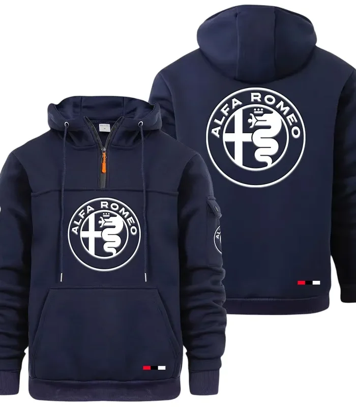 Vintage Ride Large Pocket Hoodie, Gearhead Streetwear Pullover CAR514 - Navy