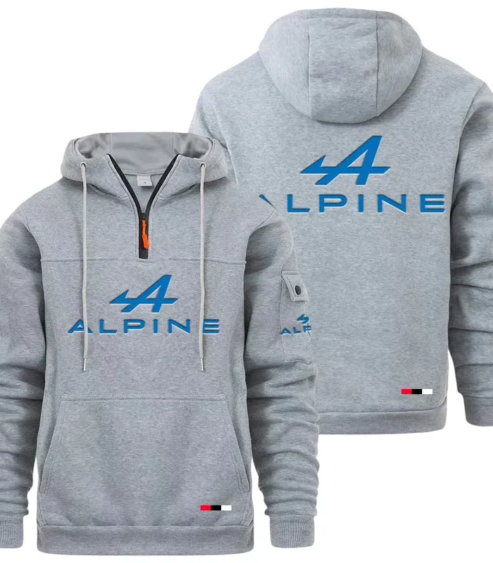 Sports Car Large Pocket Hoodie, Rugged Streetwear Car Hoodie CAR514 - Light Gray