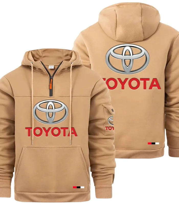 Commuter Car Large Pocket Hoodie, Modern Driver's Zip Hoodie CAR514 - Khaki