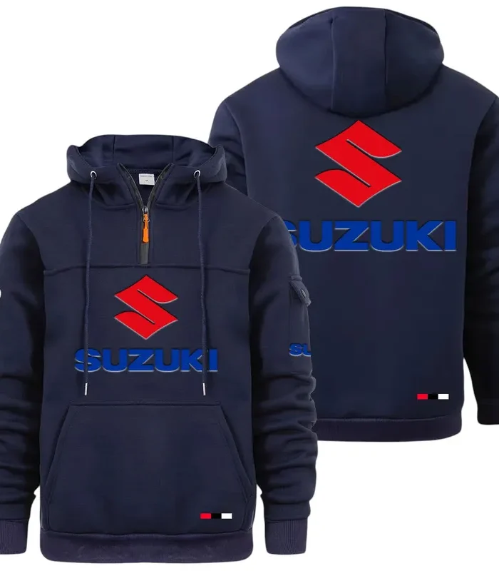 JDM Bike Large Pocket Hoodie, Gearhead Streetwear Pullover CAR514 - Navy