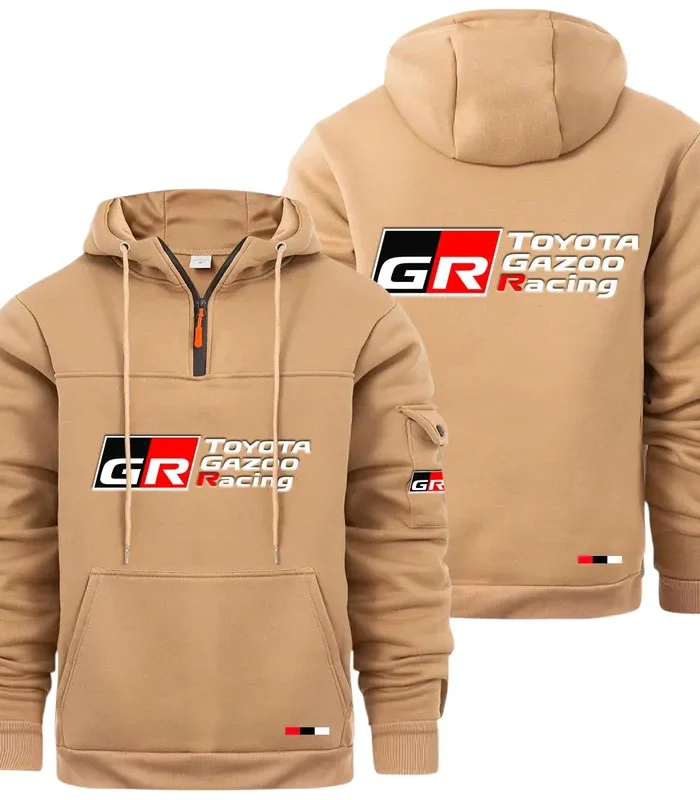 Racing Auto Large Pocket Hoodie, Road Warrior Style Hoodie CAR514 - Khaki