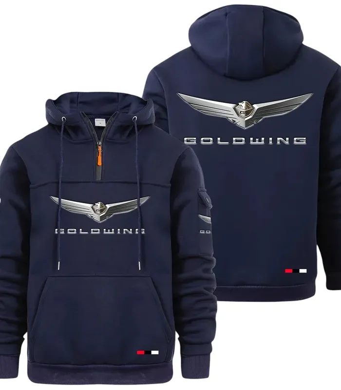 Grand Touring Motorbike Large Pocket Hoodie, Road Warrior Style Hoodie CAR514 - Navy