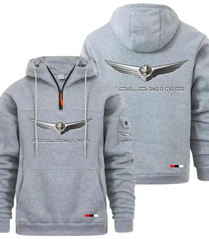 Grand Touring Motorbike Large Pocket Hoodie, Road Warrior Style Hoodie CAR514 - Light Gray
