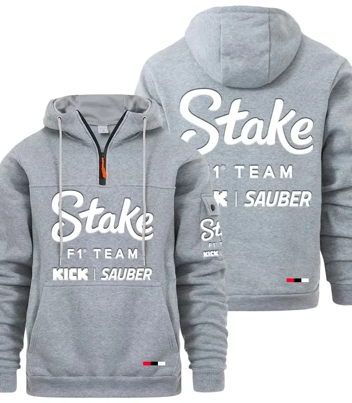 Cultural Motion Large Pocket Hoodie, Rugged Streetwear Car Hoodie CAR514 - Light Gray