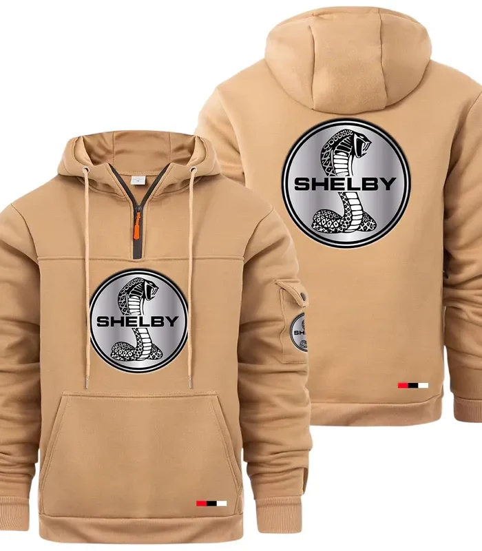 Classic Muscle Ride Large Pocket Hoodie, Moto Street Comfort Hoodie CAR514 - Khaki