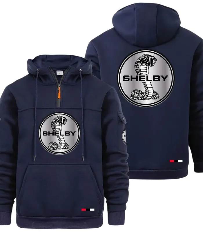 Classic Muscle Ride Large Pocket Hoodie, Moto Street Comfort Hoodie CAR514 - Navy