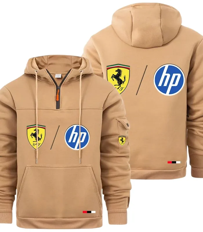Racing Legend Large Pocket Hoodie, Classic Garage Style Hoodie CAR514 - Khaki