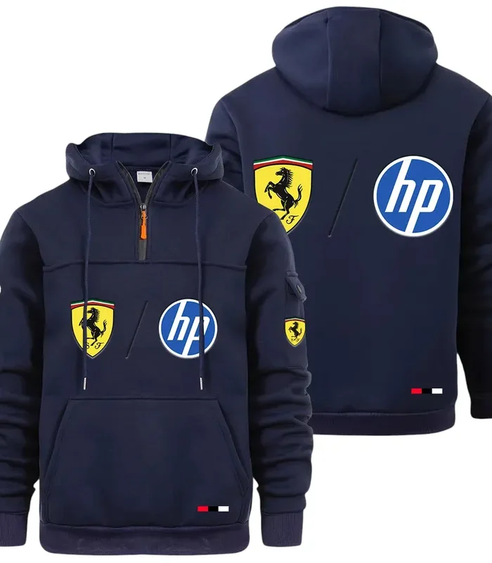 Racing Legend Large Pocket Hoodie, Classic Garage Style Hoodie CAR514 - Navy