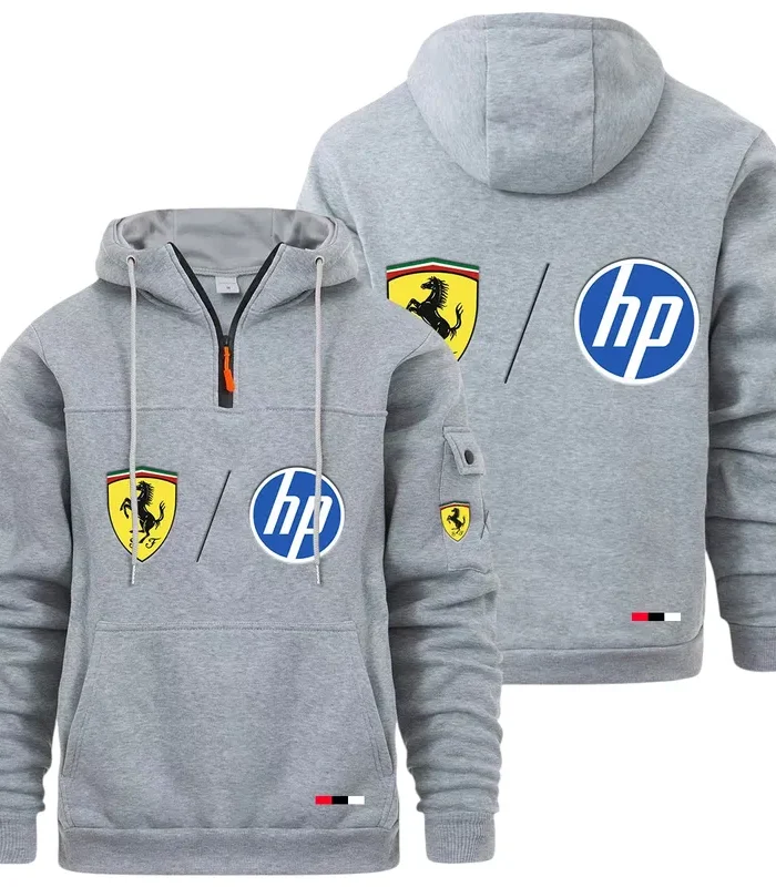 Racing Legend Large Pocket Hoodie, Classic Garage Style Hoodie CAR514 - Light Gray