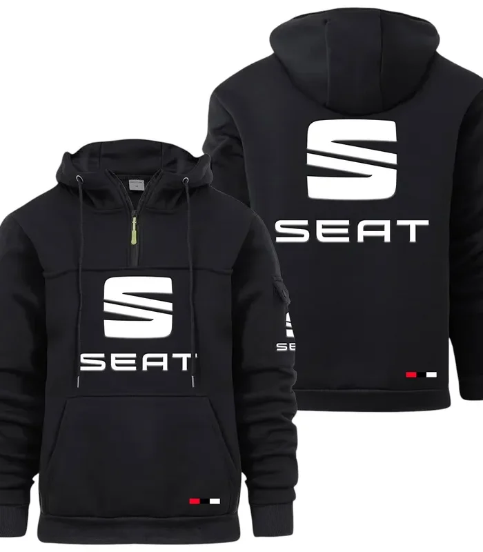 Stylish Sedan Large Pocket Hoodie, Car Culture Pocket Hoodie CAR514 - Black